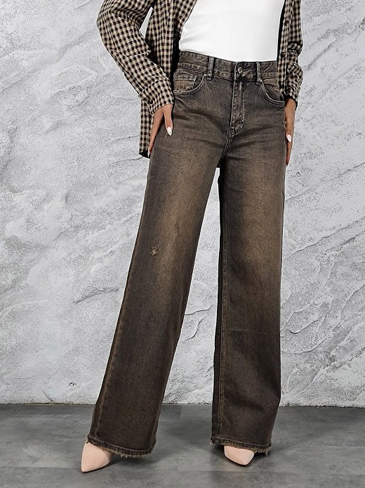 Джинсы Miss Bonbon с потертостями капучино