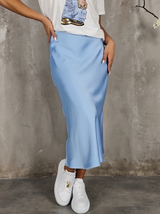 Юбка Imperial атласная миди голубая