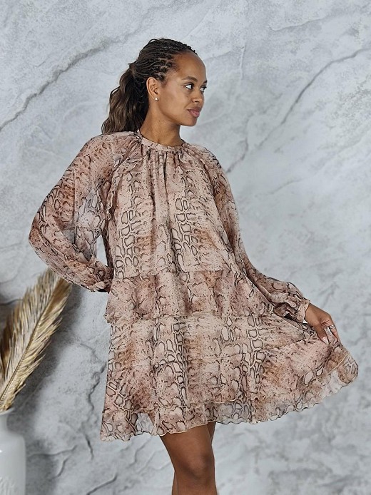 Платье Imperial змеиный принт бежевое