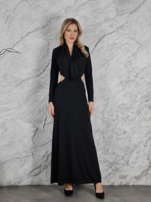 Платье Mitica&Co.  макси длинный рукав черное