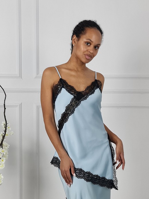 Топ Imperial с черным кружевом голубой