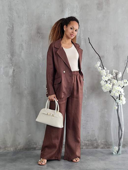 Костюм CLOTHÉ льняной пиджаки и брюки шоколад