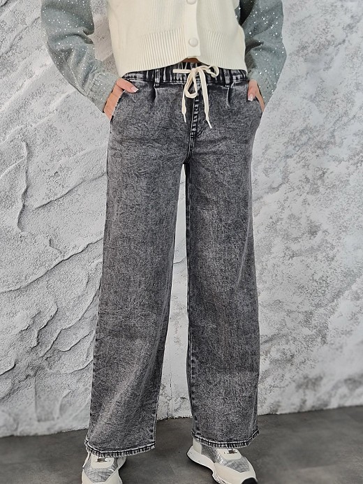 Джинсы Miss Bonbon на резинке серые