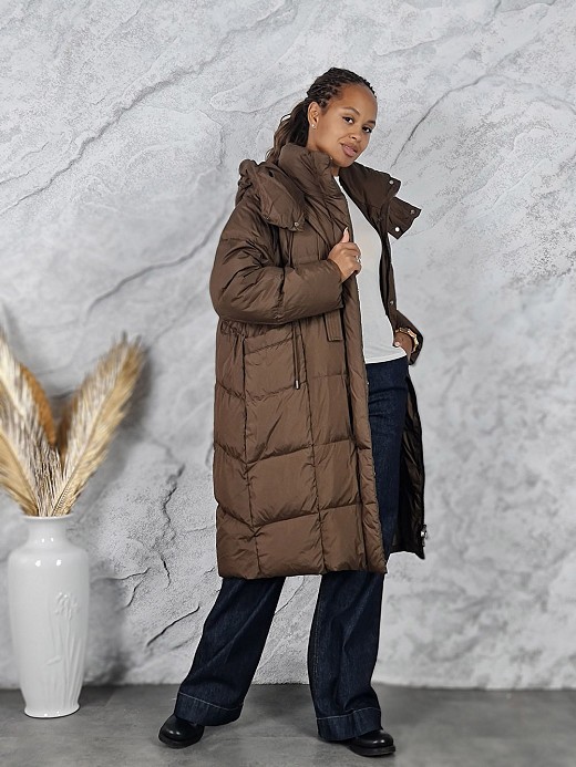 Пуховик Please длинный шоколад