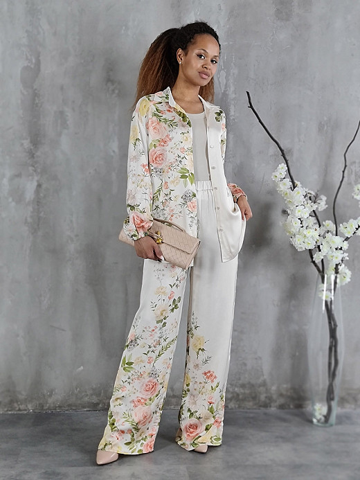 Костюм CLOTHÉ с цветочным принтом молочный