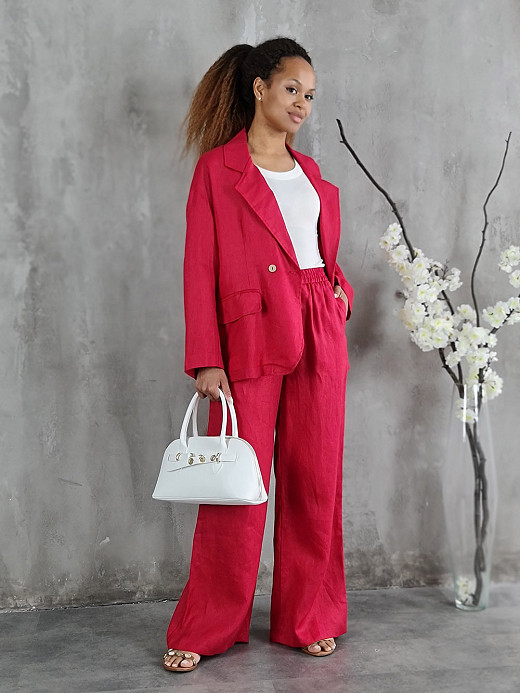 Костюм CLOTHÉ льняной пиджаки и брюки красный