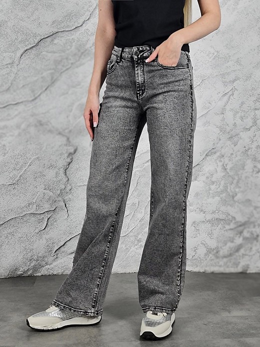 Джинсы Shaken с декором по бокам серые