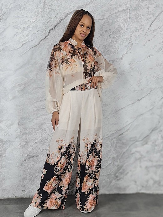 Костюм De Royal цветочный принт кремовый