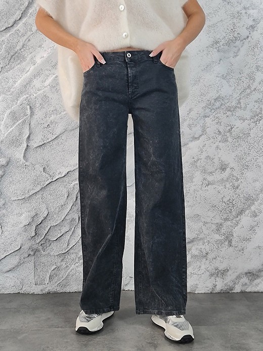 Джинсы Please винтажный принт графит