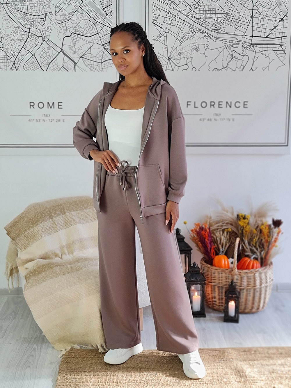 Костюм  CLOTHÉ худи на молнии+брюки тауп, фотография №1