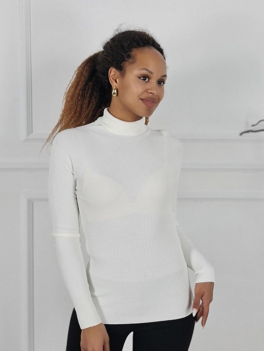 Водолазка Kontatto в рубчик белая 