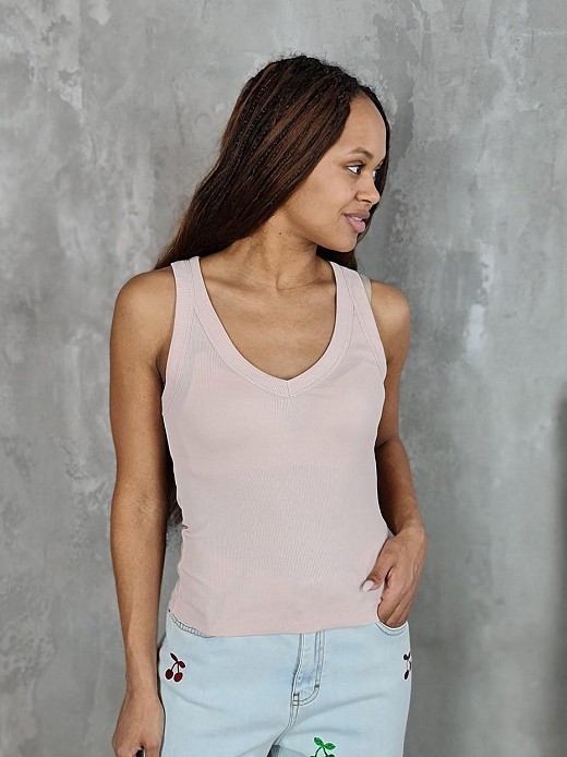 Топ Vicolo с V-вырезом пудровый