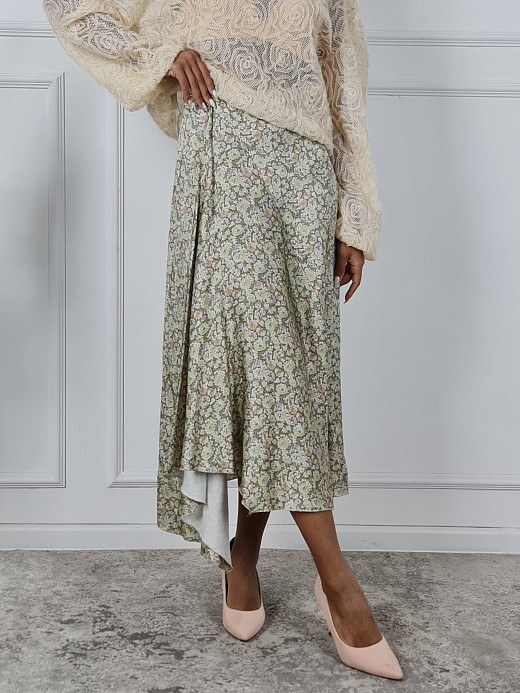 Юбка MIHO'S цветочный принт оливка