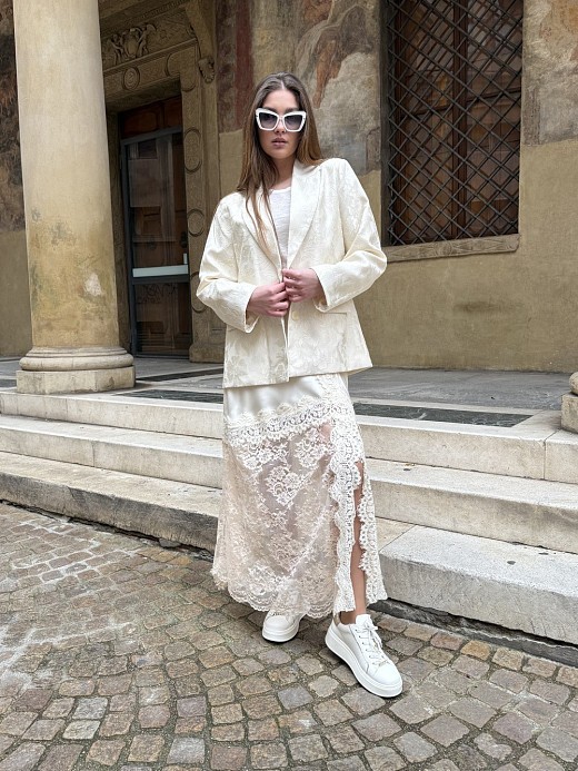 Юбка Mitica&Co. с белым кружевом молочная