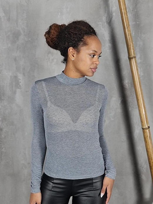 Водолазка Cashmere Blend с кашемиром с низким горлом серая