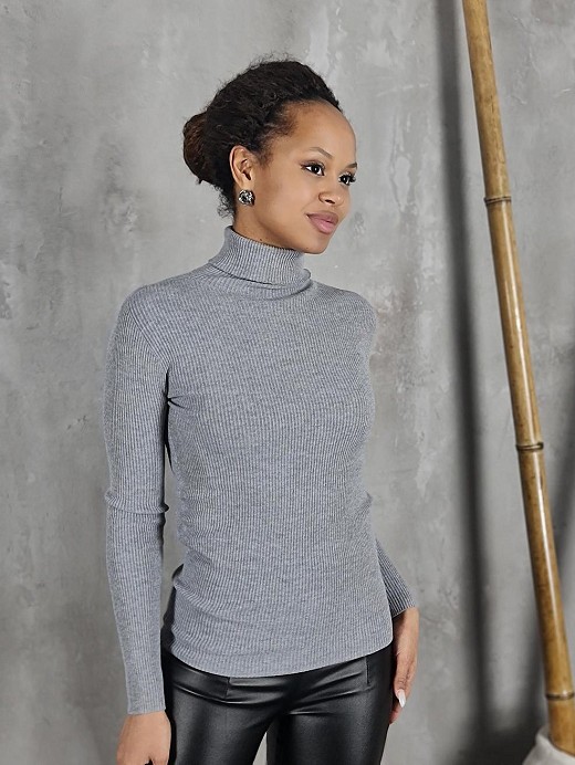 Водолазка Kontatto в рубчик серый 