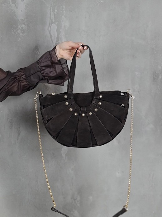 Сумка ракушка маленькая замша шоколад