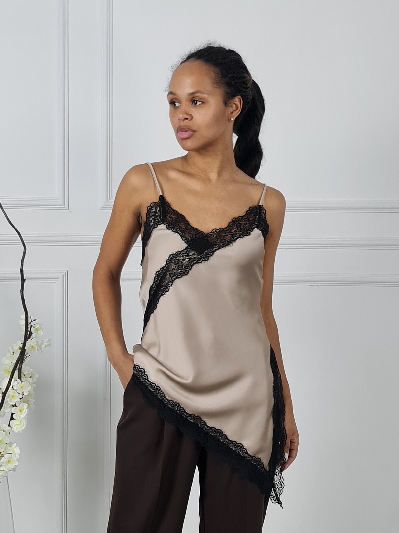 Топ Imperial с черным кружевом тауп, фотография №1