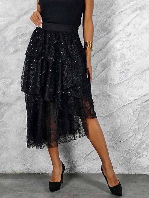 Юбка Mitica&Co. кружевная с пайетками черная