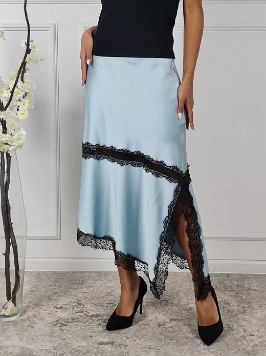Юбка Imperial с черным кружевом голубая
