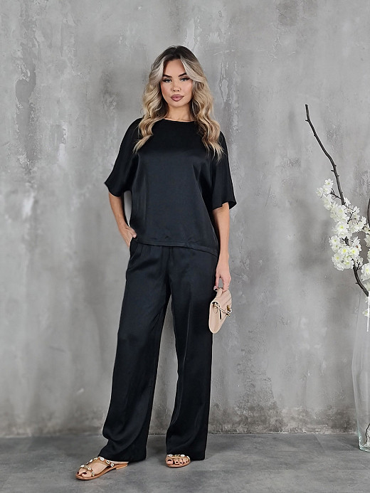 Костюм CLOTHÉ футболка и брюки атласный черный