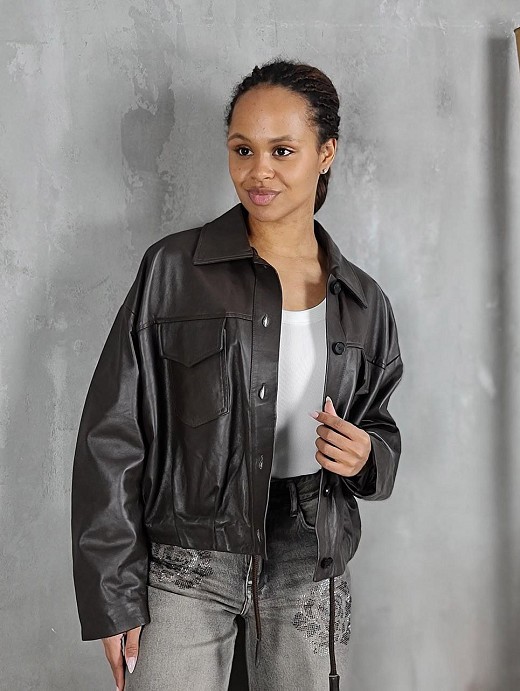 Куртка CLOTHÉ кожа на пуговицах черная