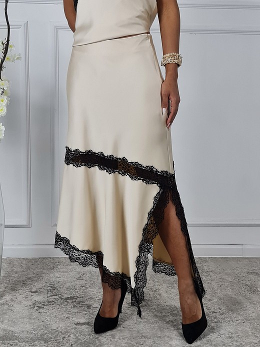 Юбка Imperial с черным кружевом кремовая